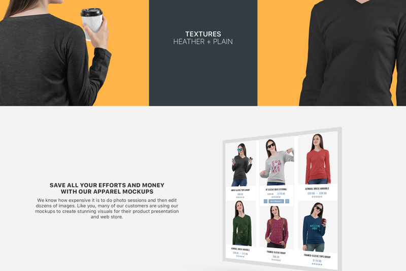 Women2527s V Neck Long Sleeve Shirt Mockup Set 2