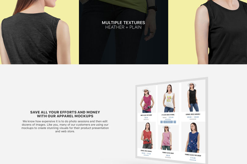 Women2527s Sleeveless Shirt Mockup Set 2