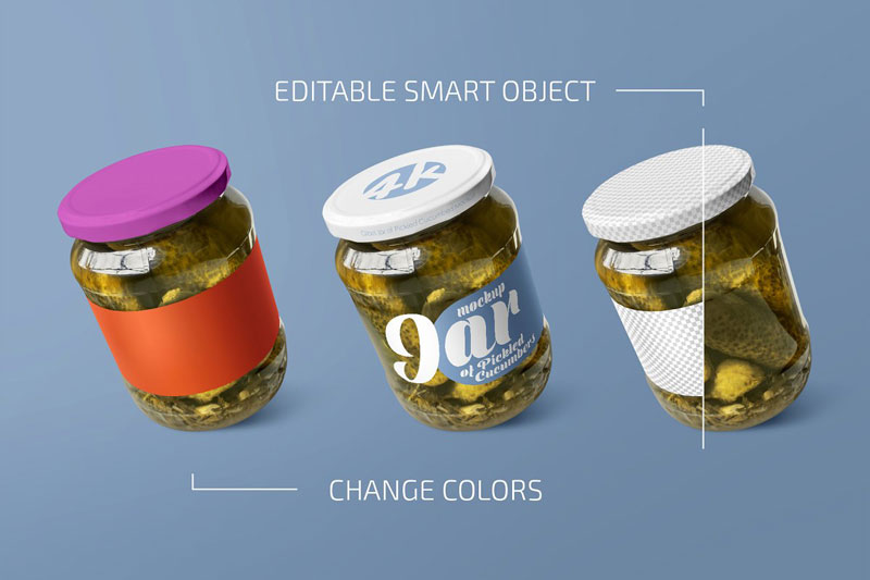 Jar of Pickled Cucumbers Mockup Set 4700815
