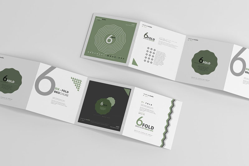 Six Fold Square Brochure Mockups 4718114