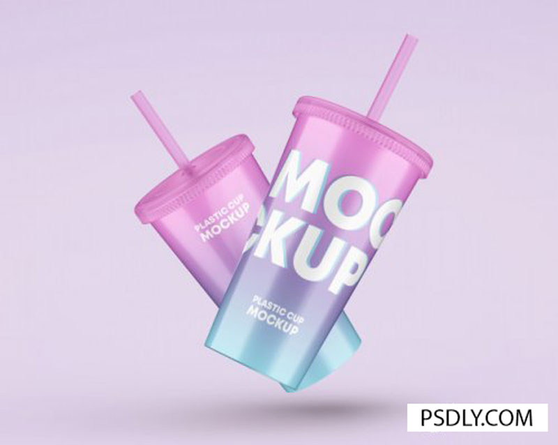 Plastic Cup With Straw Mockup