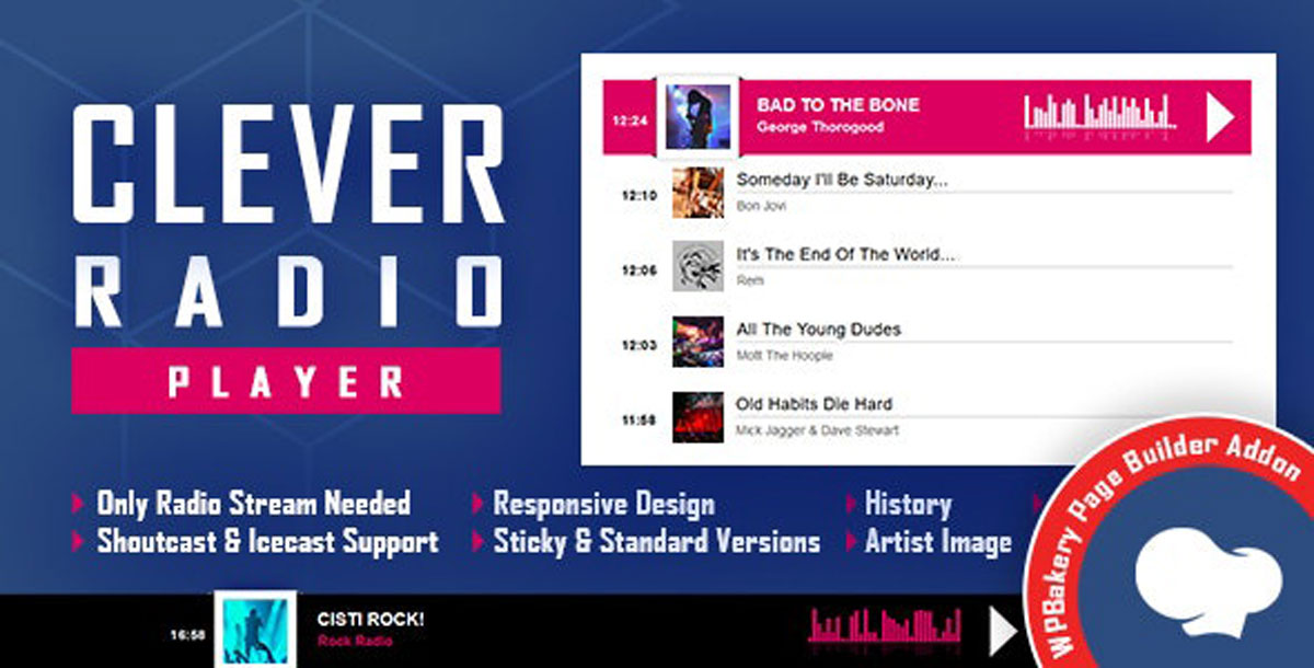 CLEVER - Shoutcast and Icecast Radio Player for WPBakery Page Builder v1.0 - 27870026