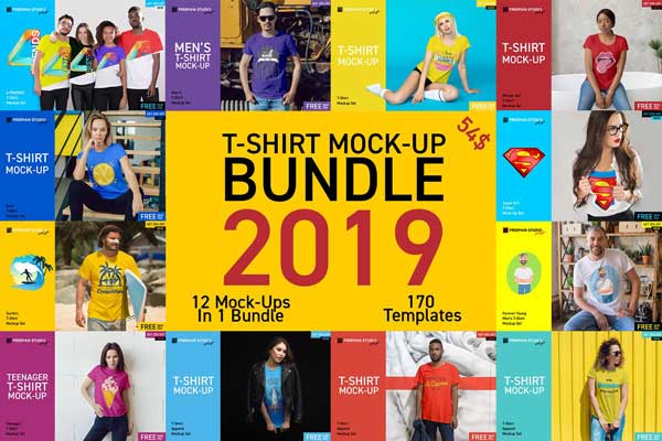 CreativeMarket - T-Shirt Mock-Up Bundle 4055483