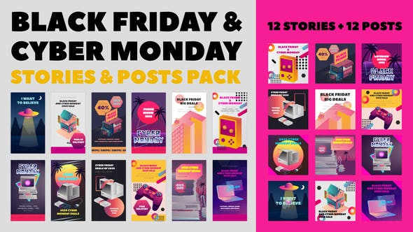 Videohive Black Friday and Cyber Monday Stories Pack 29331807