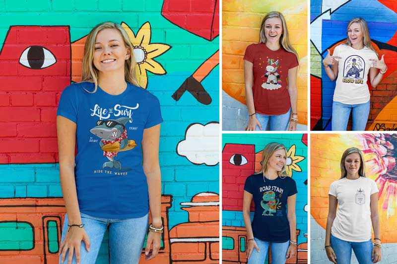 Women Urban T-Shirt Mockups 6NPDM7X