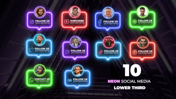 Videohive Neon Social Lower Thirds 33111083