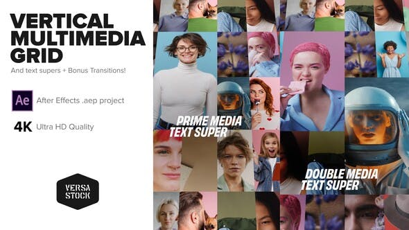 Videohive Vertical Multimedia Screens Video Grid 33018498