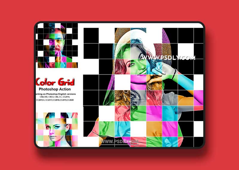 CreativeMarket - Color Grid Photoshop Action 5421597