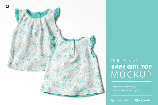 CreativeMarket - Ruffle Sleeve Baby Girl Top Mockup 6188710