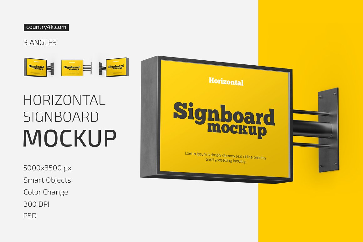 CreativeMarket - Horizontal Signboard Mockup Set 5350899