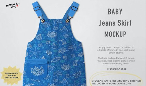 CreativeMarket - Baby Jeans Skirt Mock Up 6381098