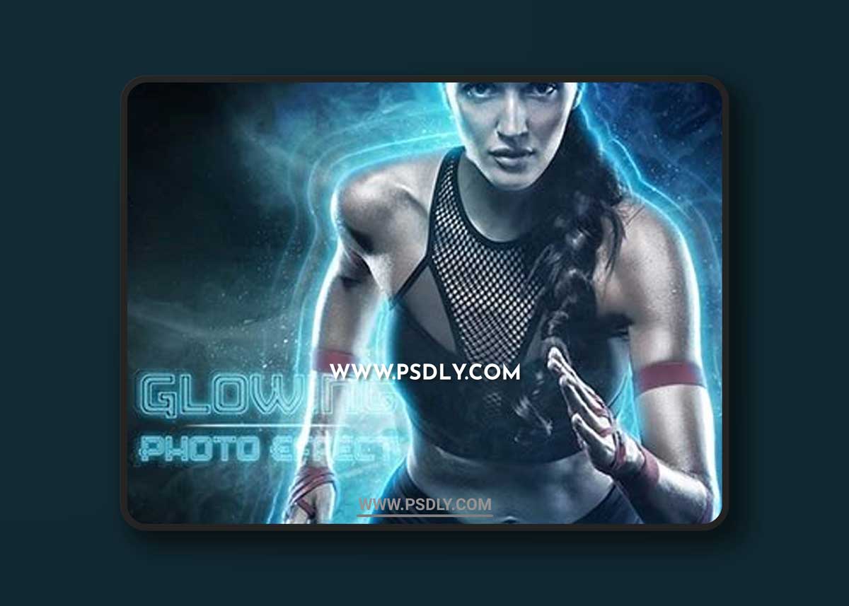 Backlight Glowing Portrait Photo Effect Mockup 438522484