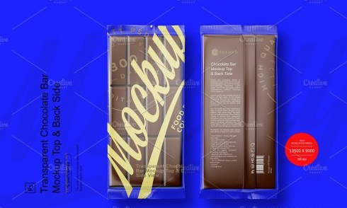 CreativeMarket - Transparent Chocolate Bar Mockup Top & Back Side View 3799328