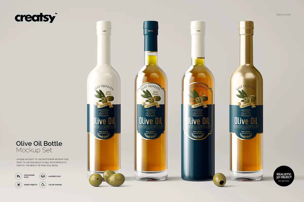 CM - Olive Oil Bottle Mockup Set 1155925