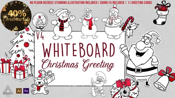 Videohive Holidays Whiteboard Greetings Pack v4.2 6078110