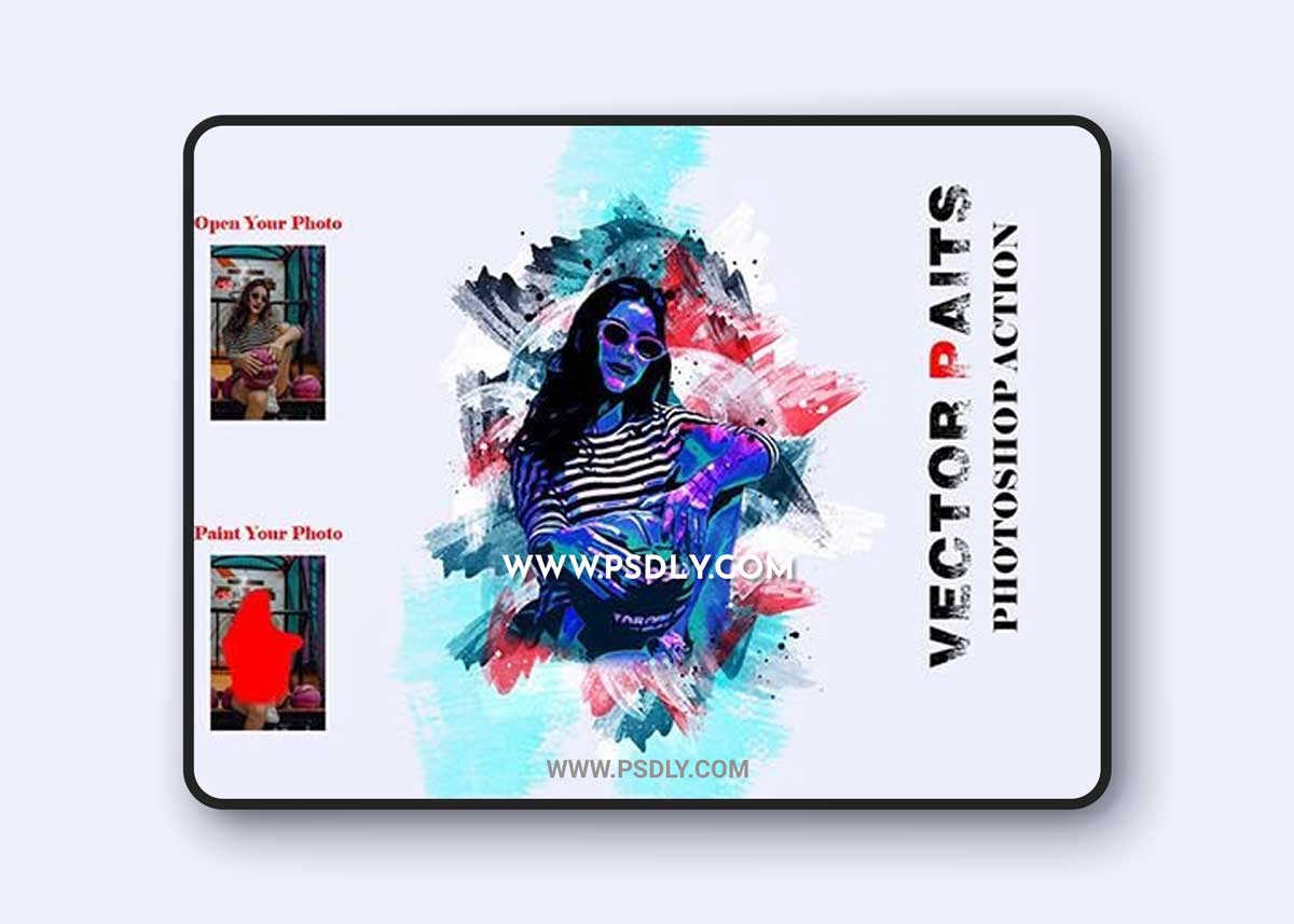 CreativeMarket - Vector Paints Photoshop Action 6688524