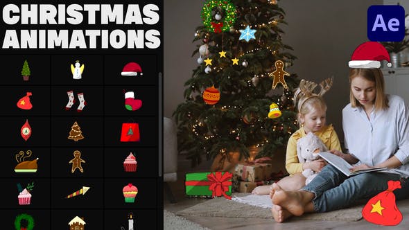Videohive Hand-Drawn Christmas Icons for After Effects 35062748