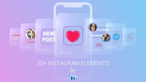 Videohive Instagram Elements | Frosted Glass Cards 29197673