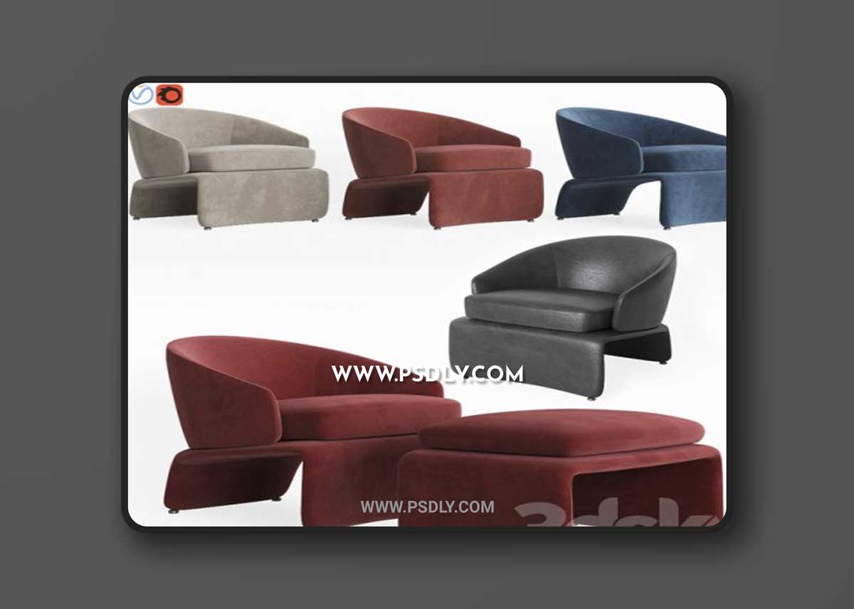Halley Armchair & Ottoman Set Minotti