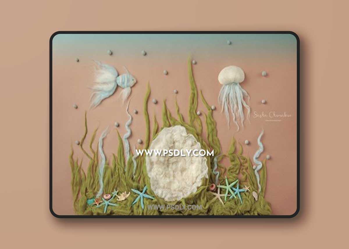 Sasha Chomakov - Newborn Digital backdrop - Sea