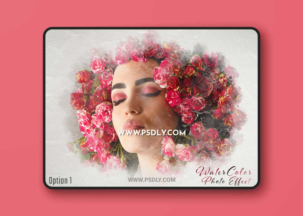 Watercolor Painting on Paper Texture Photo Effect Mockup 470002957
