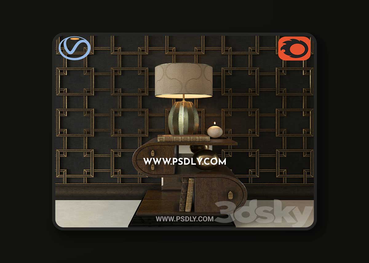 Decorative set with bedside tables 3D Model