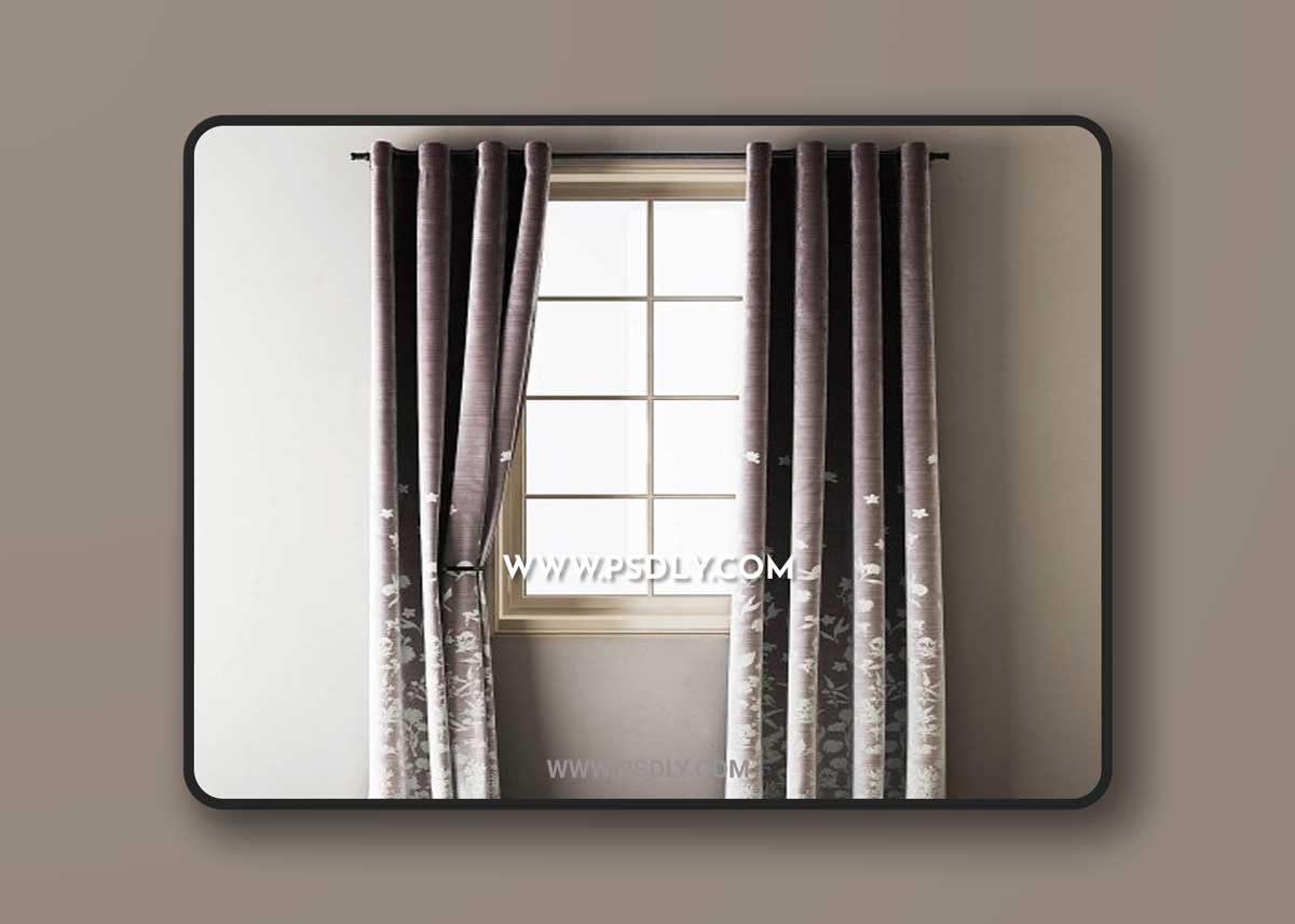 Floral Embroidered velvet Eyelet curtain 07