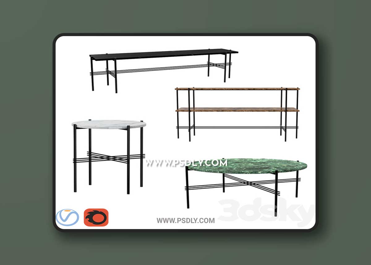 Gubi TS Table SET 3D Model