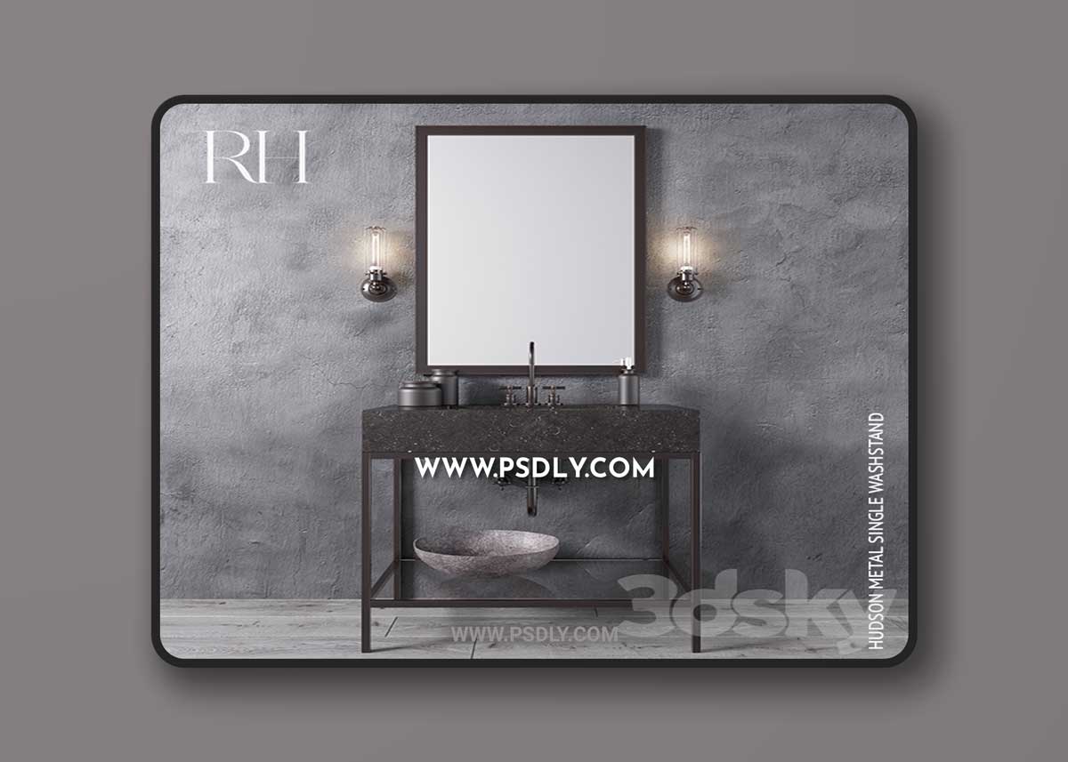 HUDSON METAL SINGLE WASHSTAND 3D Model