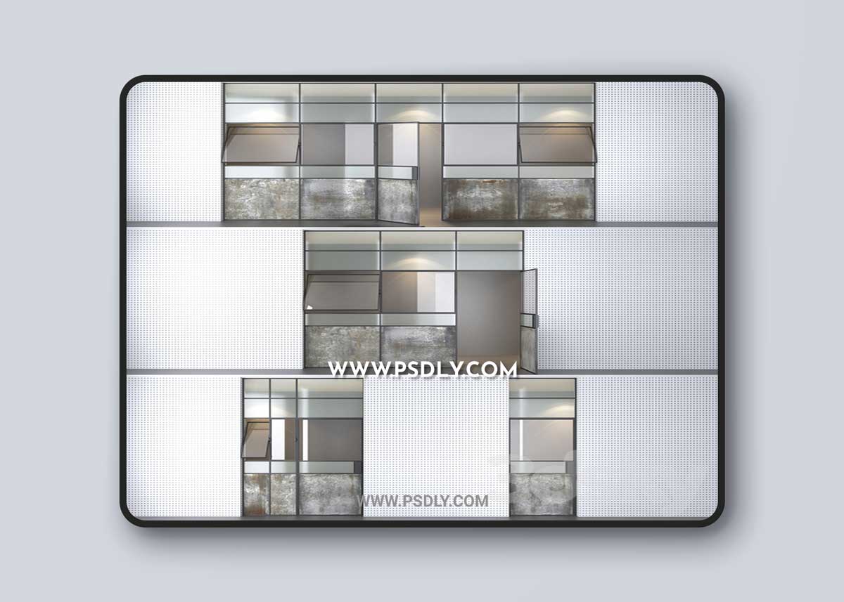 Set 4 steel doors wired glass wireglass 3D Model