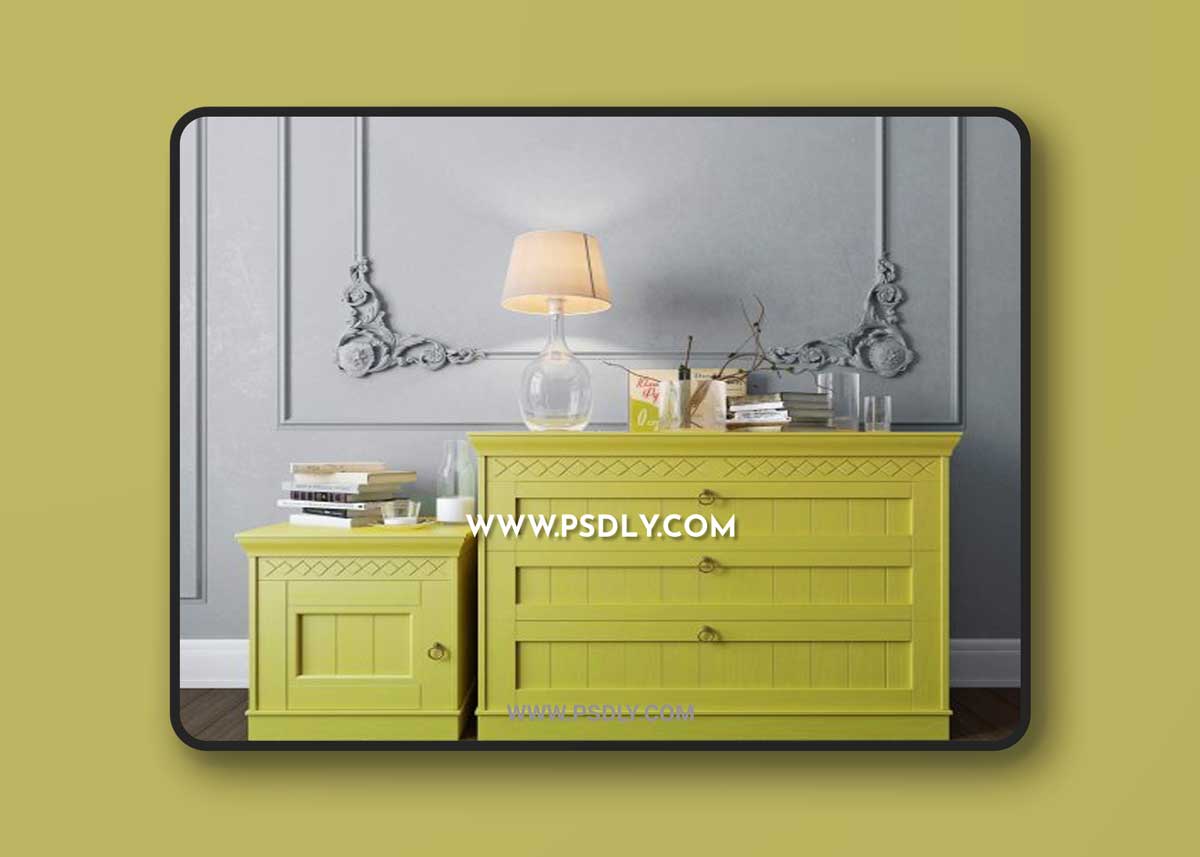 Sideboard with decor set 3D Model