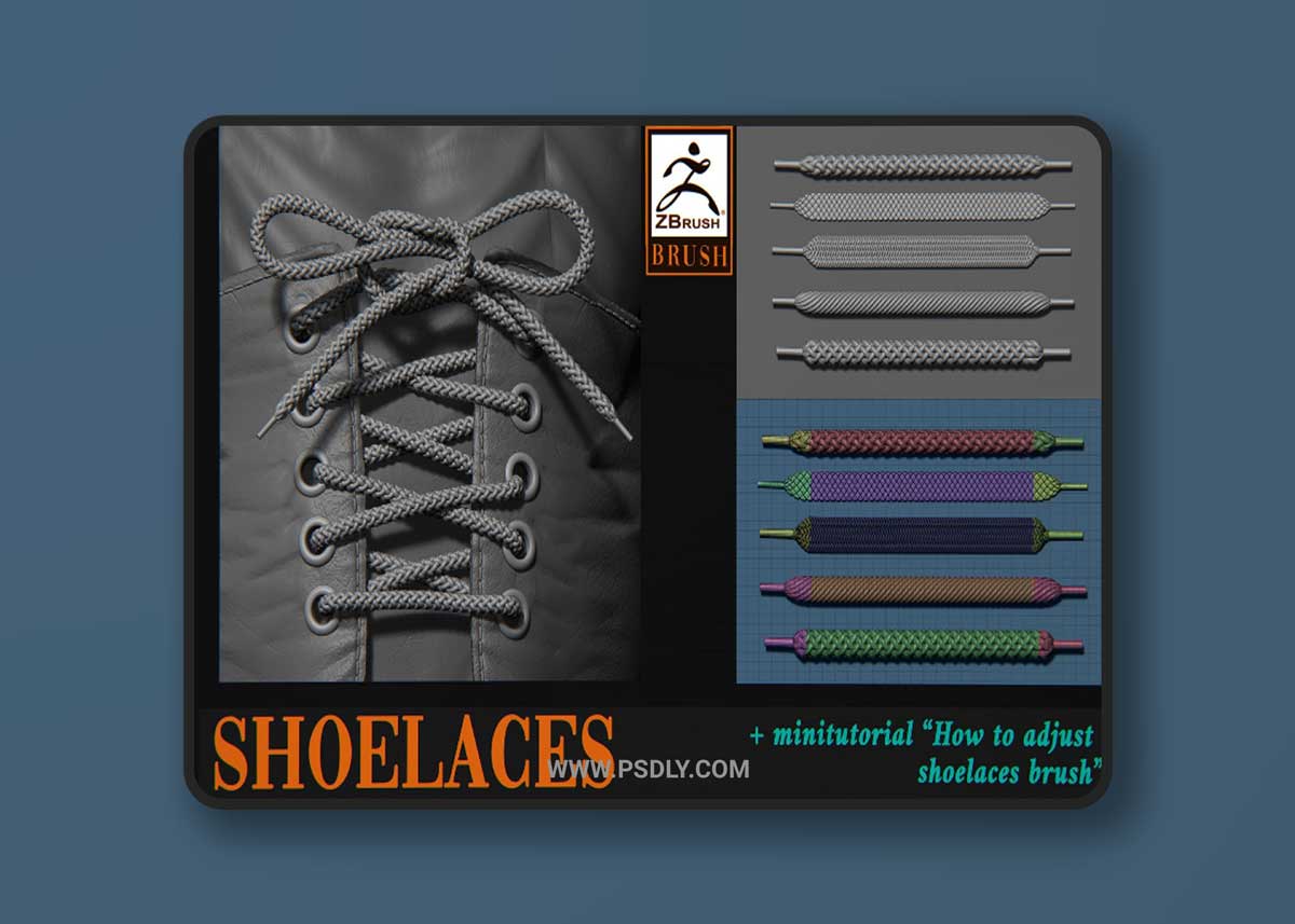 Artstation - Shoelaces brush For ZBrush 3D Model