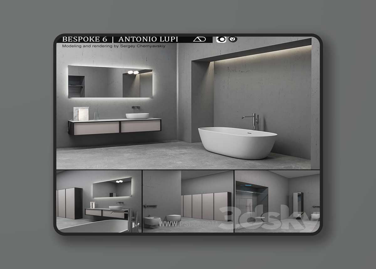 Bathroom furniture set Bespoke 6 3D Model