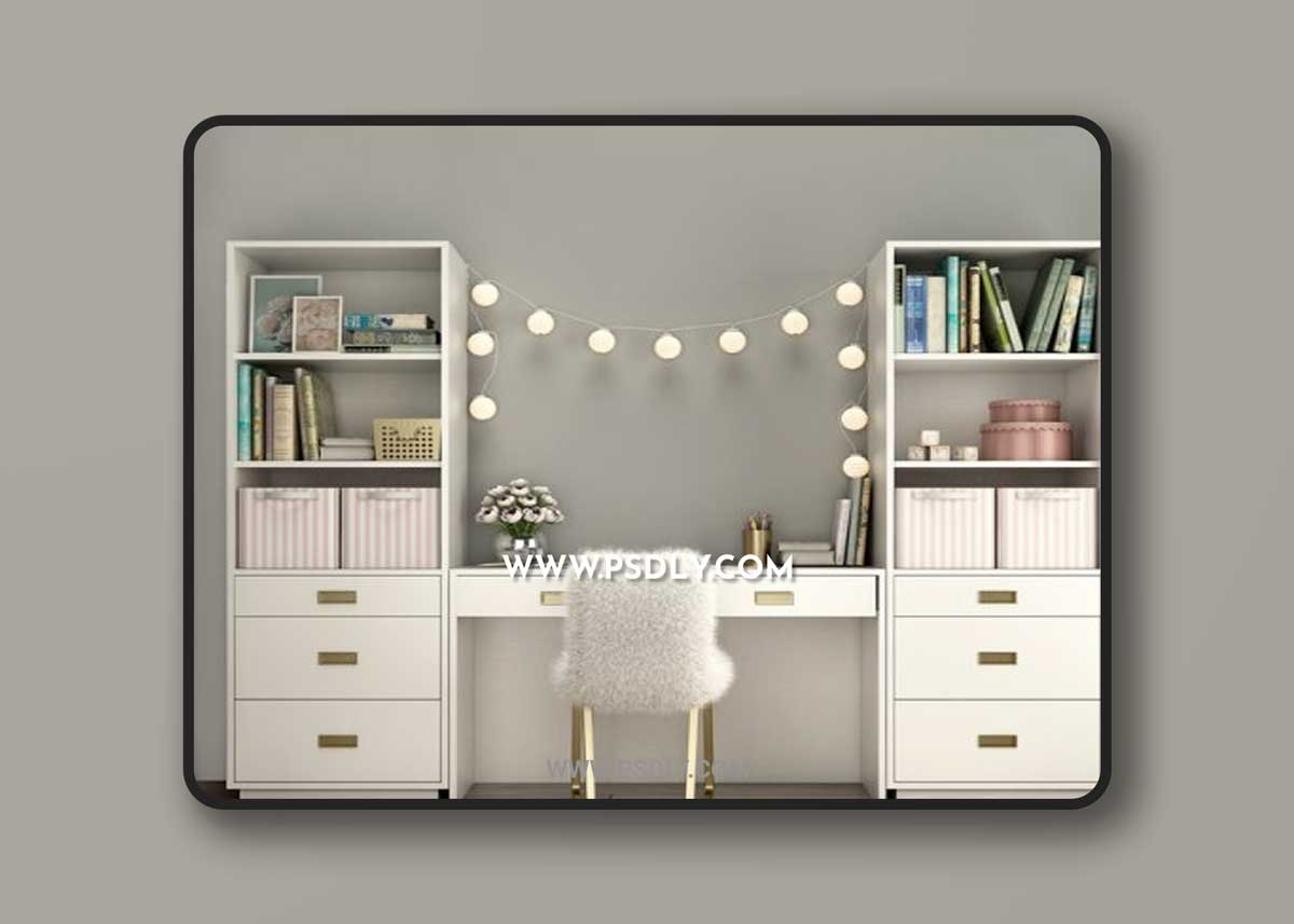 Bookcases Restoration Hardware AVALON with desk WAXED WHITE IN COLOR