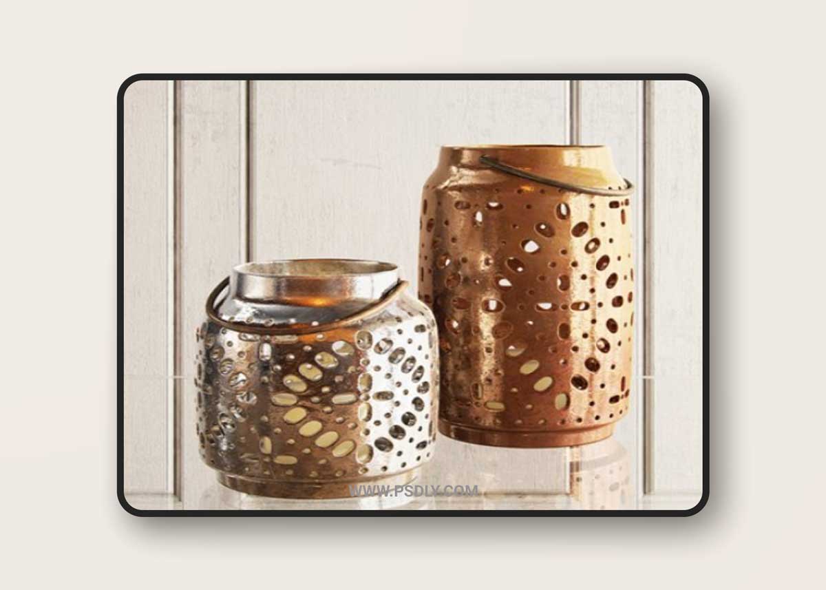 Crate barrel wisteria metallic ceramic lanterns