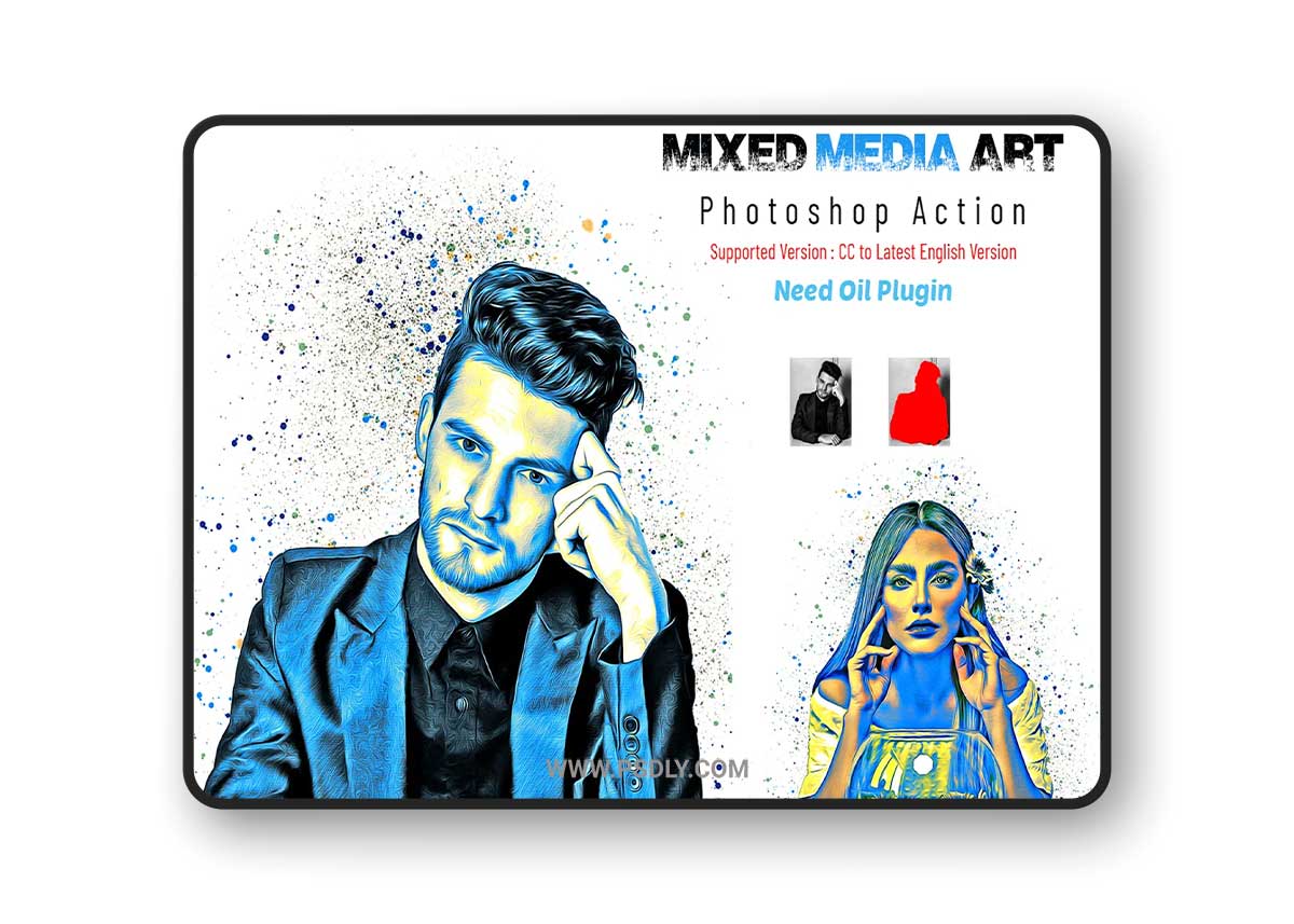 CreativeMarket - Mixed Media Art Photoshop Action 7053814