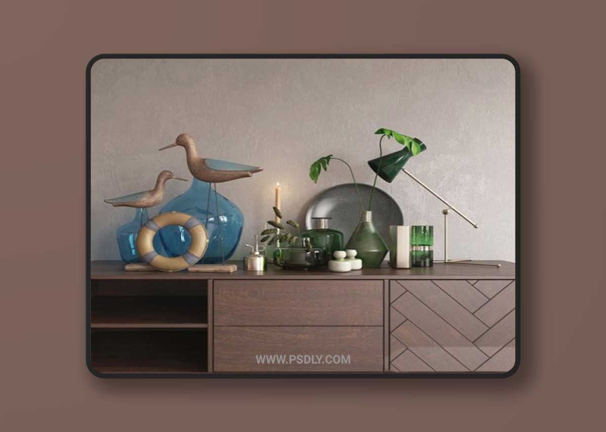 Decor set green blue 3D Model