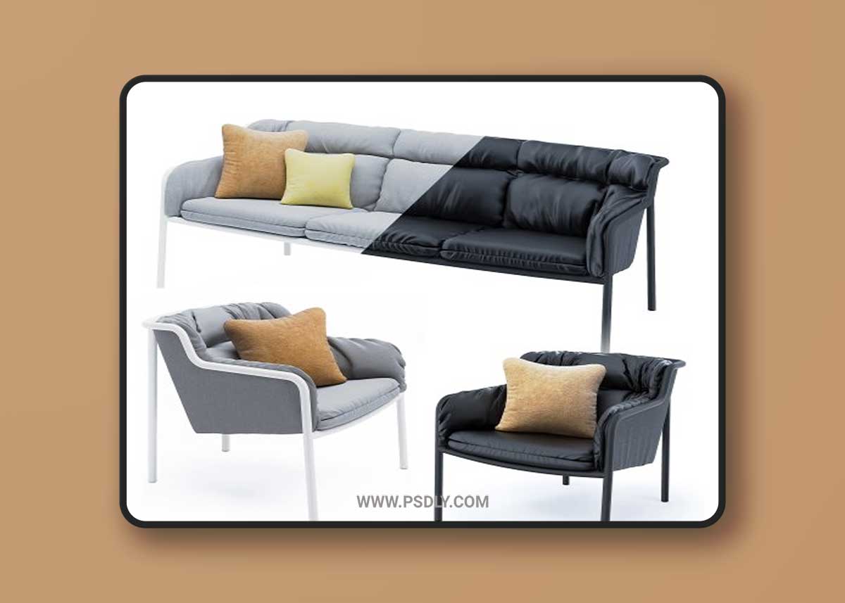 Haddoc set sofa and armchair 3D Model