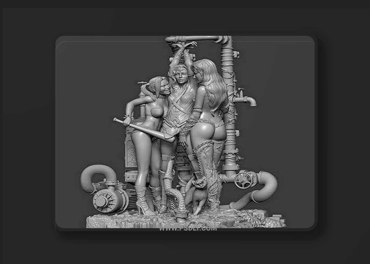 Harley Quinn, Poison Ivy, Wonder Woman 3D Model