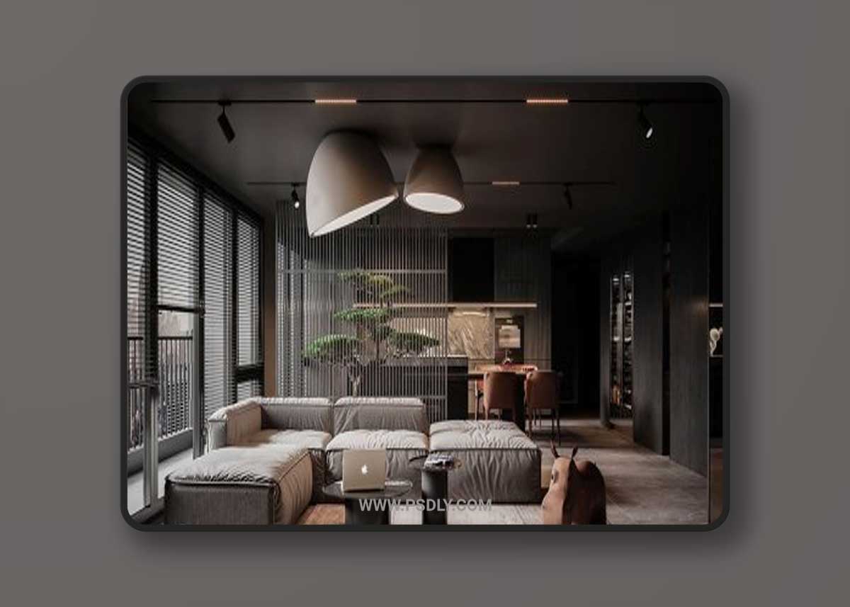 Interior Kitchen – Livingroom Scene By Mai 3D Model