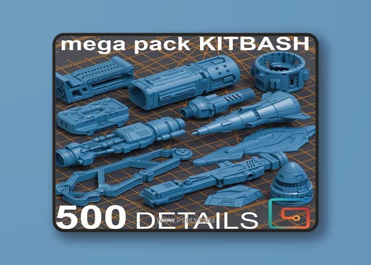 Mega Pack KITBASH 500 DETAILS 3D Model