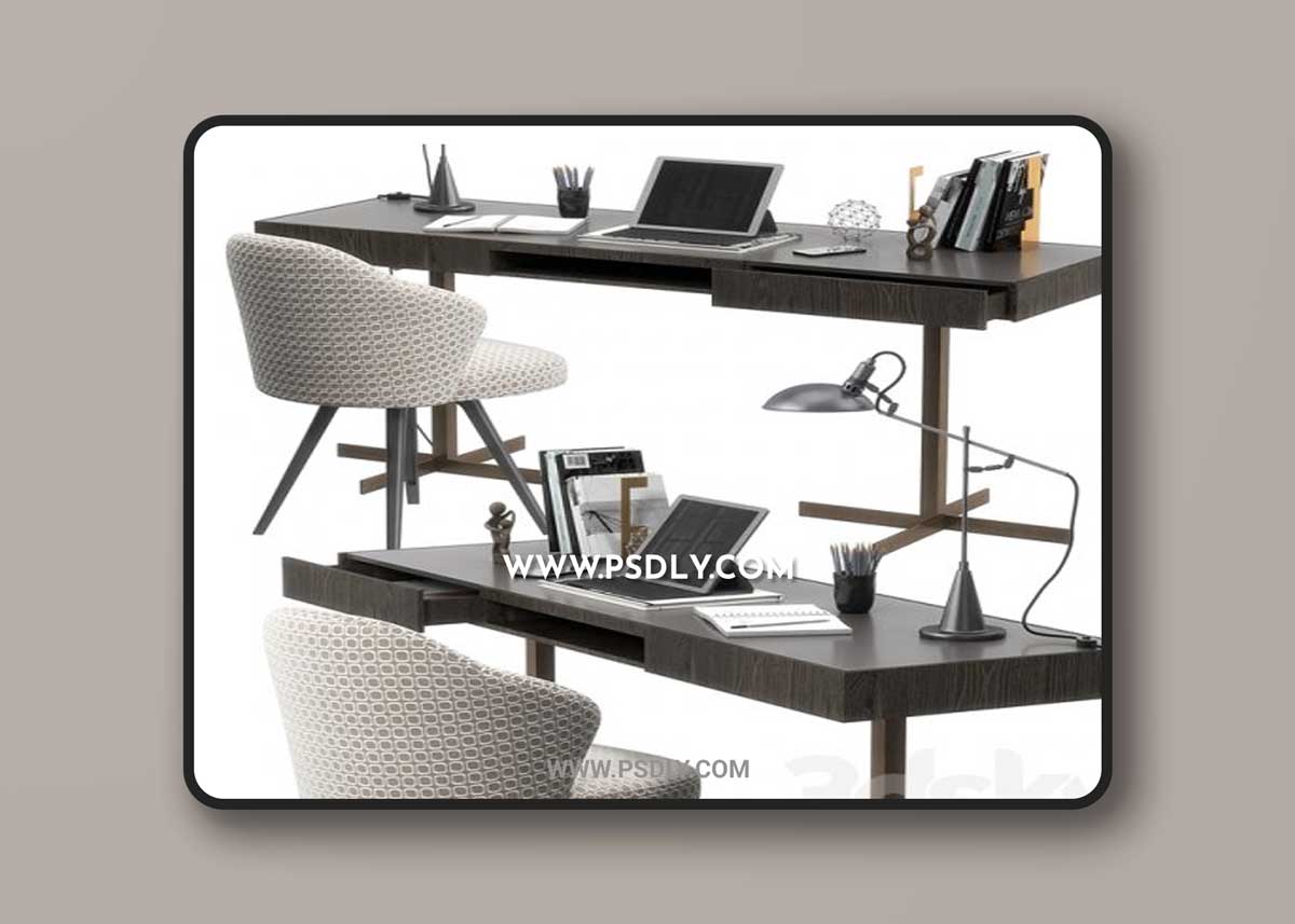 Minotti Close writing desk set 3D Models
