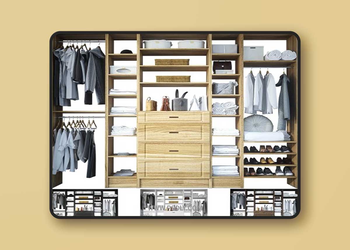 Open wardrobe with filling 3D Model