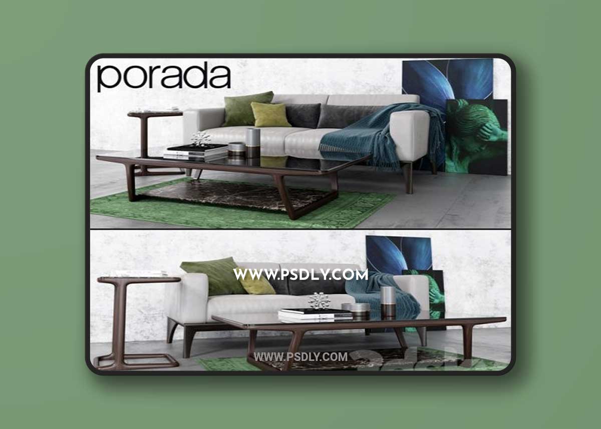 Sofa And Tables Porada 3D Models