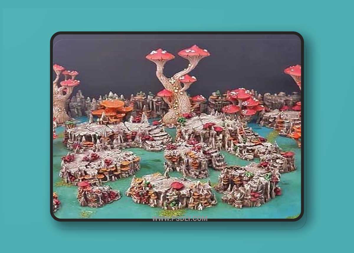 Terrain Raised Shroom Caverns 3D