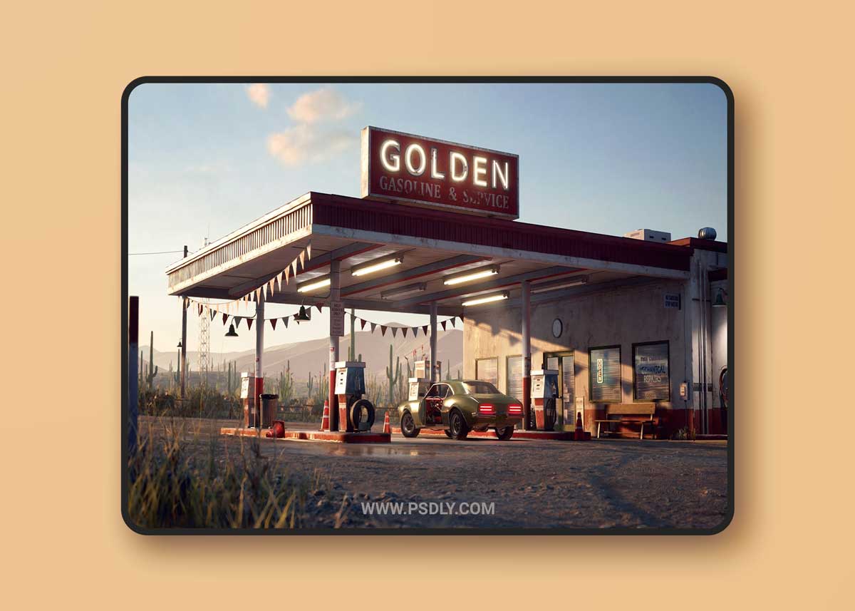 Unreal Engine - Desert Gas Station (4.2x) 3D Model