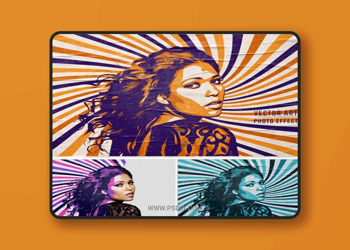 Vintage Vector Art Retro Photo Effect Mockup 489051775