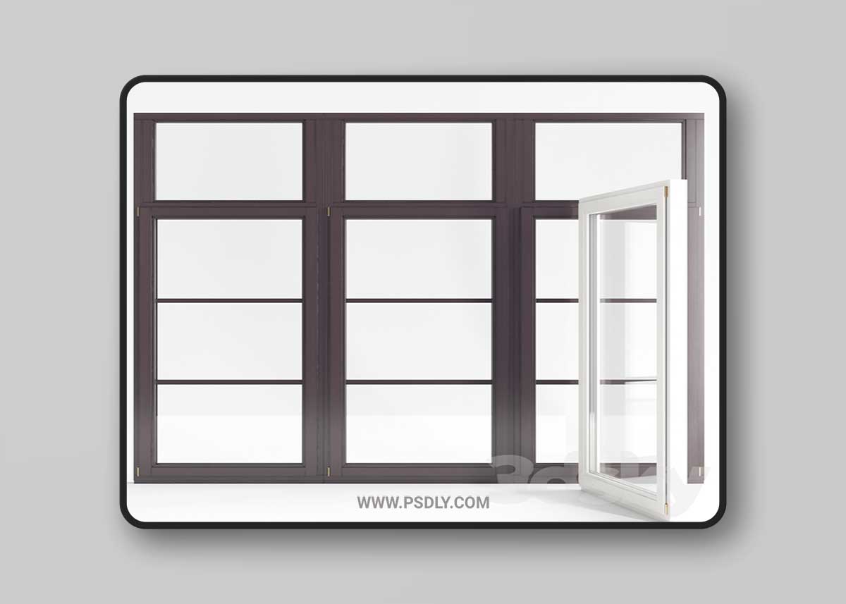 Wooden double-glazed windows 3D Model