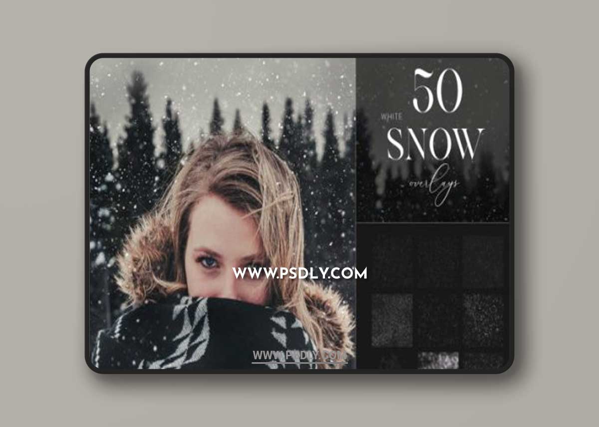 30 Snow Overlays, Realistic White Snow