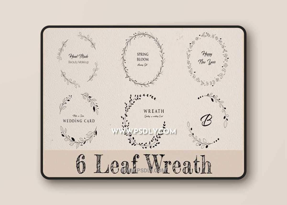 CreativeMarket - Leaf Wreath Monogram SVG Flora Frame 6848809